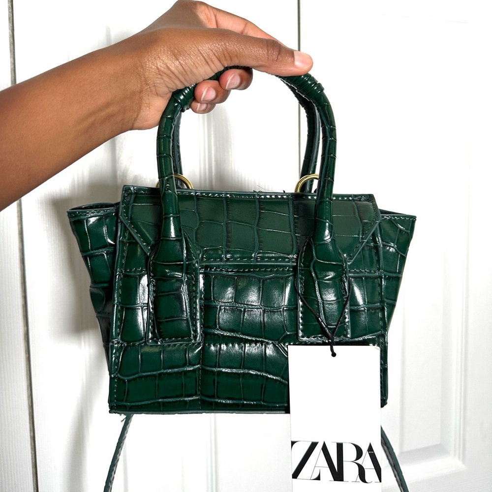 SOLD!!! SOLD!!! SOLD!! ZARA DARK GREEN ANIMAL PRINT MINI CROSSBODY BAG